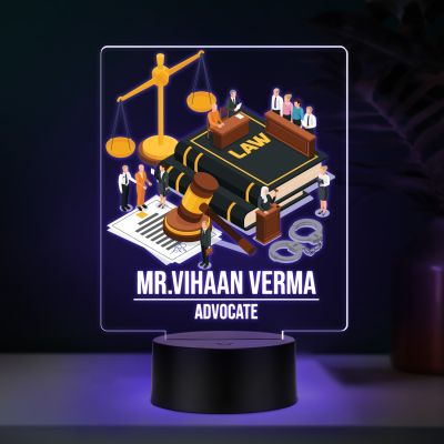 Personalized Advocate LED Night Lamp with Automatic Color Changing Light Law Theme Acrylic Light for Lawyer Office Desk Decor & Gift for Advocate & Lawyer